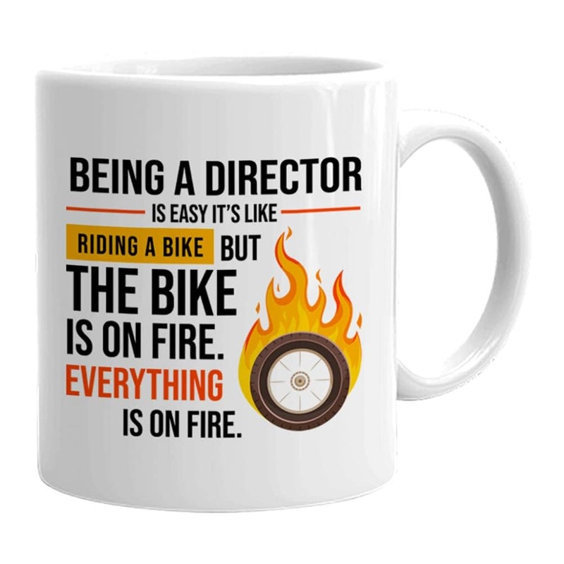 Bubble Hugs Director Coffee Mug 11 oz, Being A Director Is Easy Like Riding Bike Funny Appreciation Gift Idea for Office Boss Manager Job Career, White - Image 1